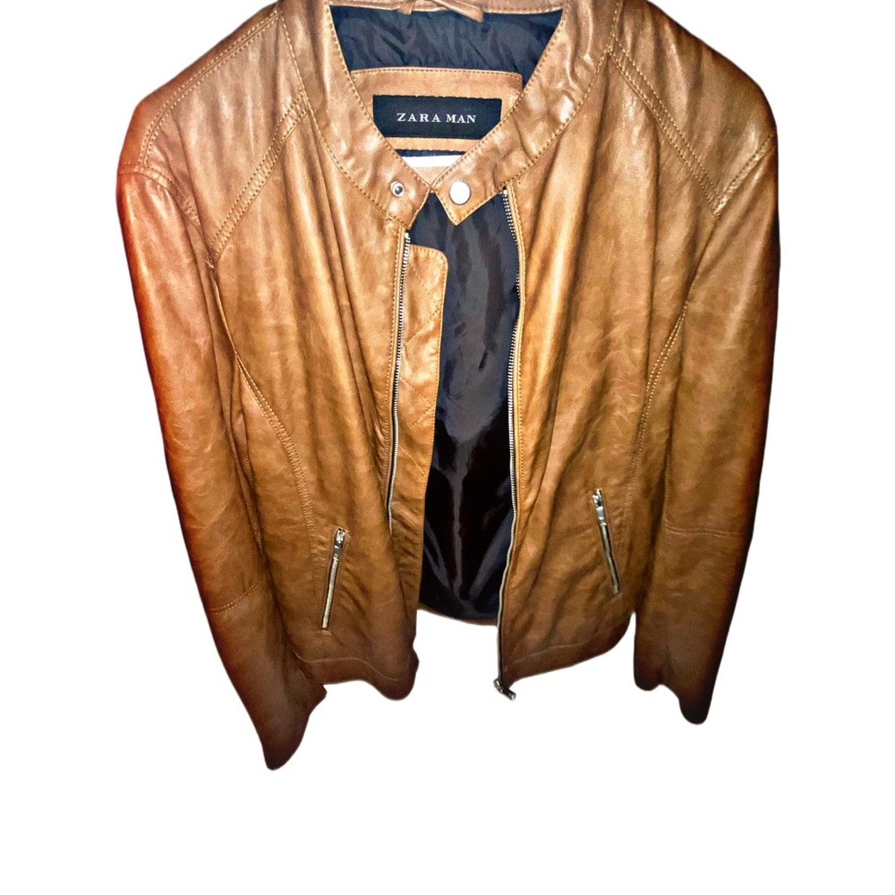 Brown leather Zara jacket . Size small
